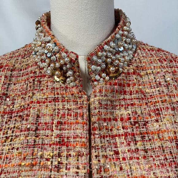 Chico's Embellished Tweed Jacket Womens 12 Career Artsy Spring Career Preppy - Picture 3 of 16